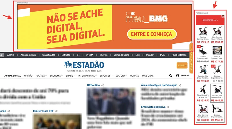 Anúncios de display em jornal online