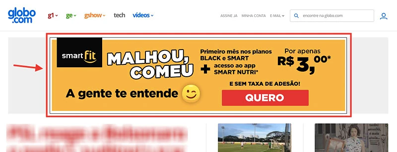Anúncio de display em jornal