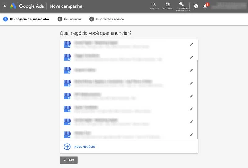 Conectar conta Google Meu Negócio à Campanha Inteligente no Google Ads