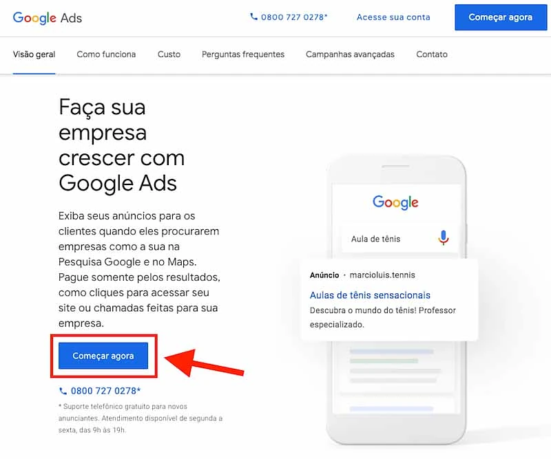 Como criar a sua conta google ads para começar a anunciar no google