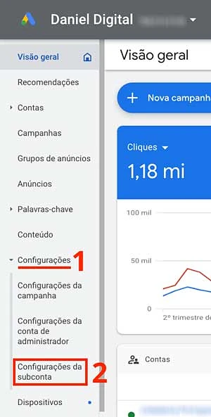 Configurações da subconta