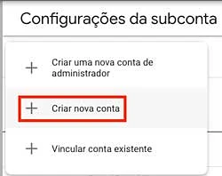 Criar nova conta do Google Ads