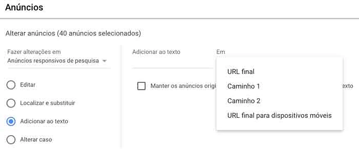 Adicionar ao texto