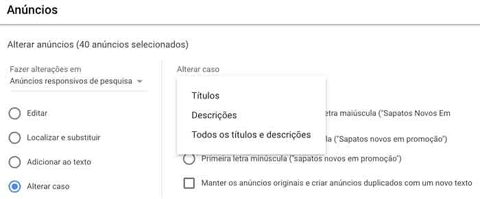 Alterar caso