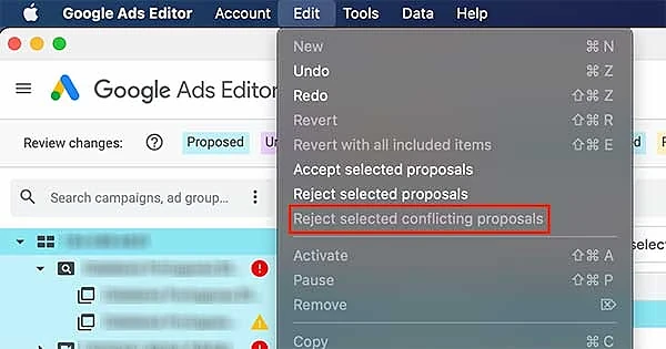 Reject selected conflicting proposals