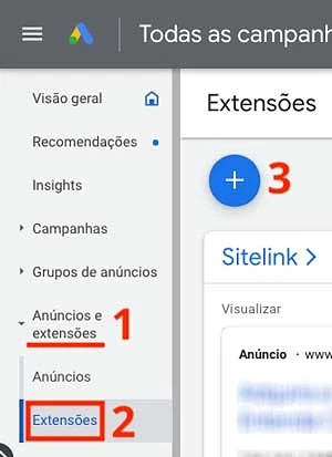 Anúncios e extensões