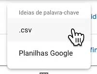 Fazer download da planilha com as idéias de palavras-chave