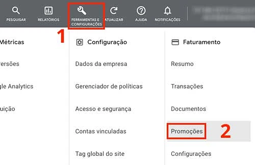 Seção Promoções no Google Ads