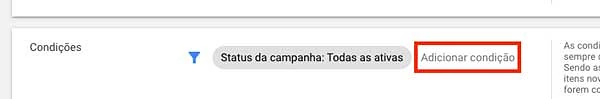 Adicionar condição à regra automatizada no Google Ads