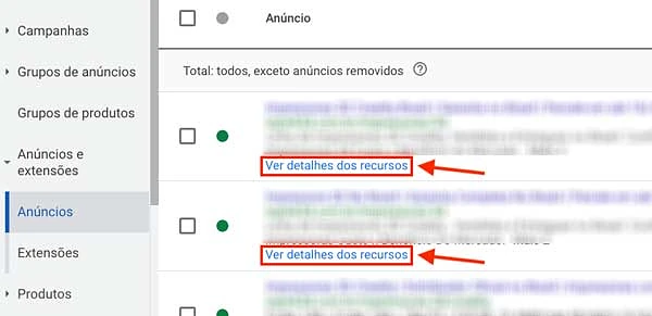 Ver detalhes dos recursos