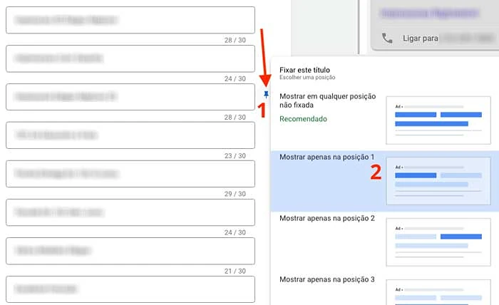 Fixar título de anúncio responsivo de pesquisa