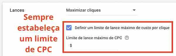 Limite de cpc (lance máximo)