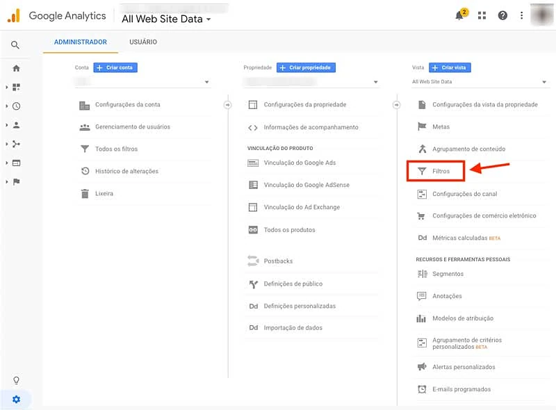Filtros do Google Analytics