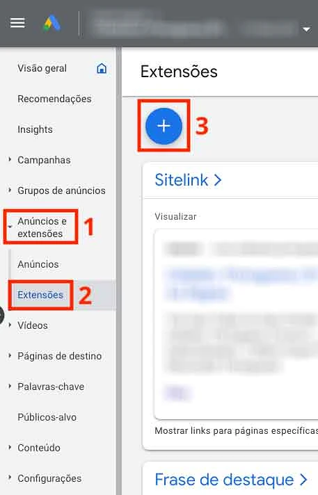 Criar extensão de sitelink