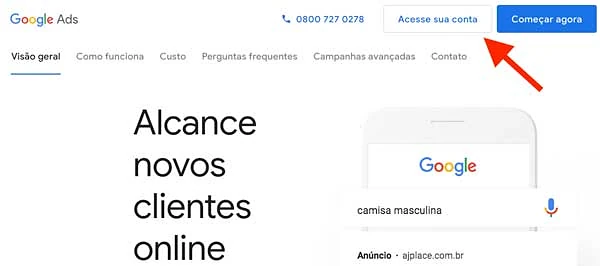 Acessa a sua conta Google Ads