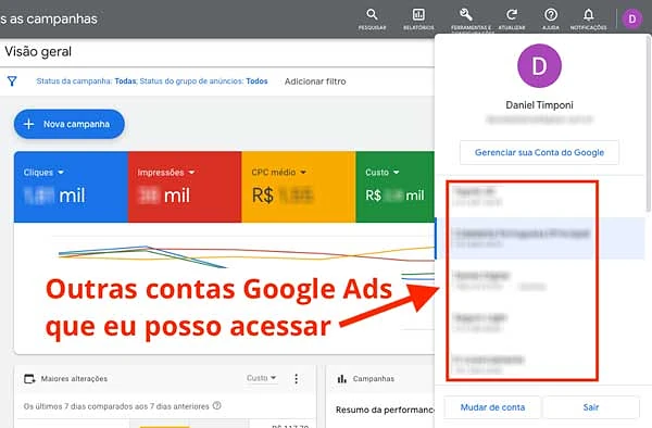 Contas Google Ads que posso acessar
