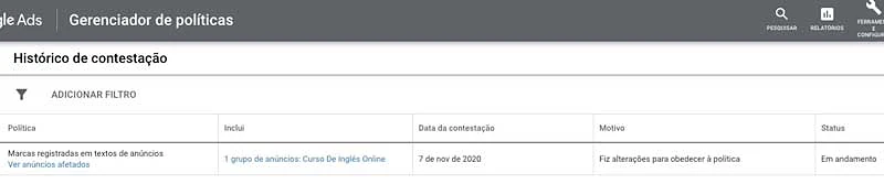 Google ads: Gerenciador de Políticas