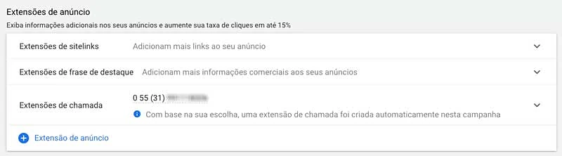 Google ads: extensões de anúncio em campanhas