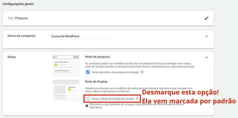 Google ads: dar nome à nova campanha