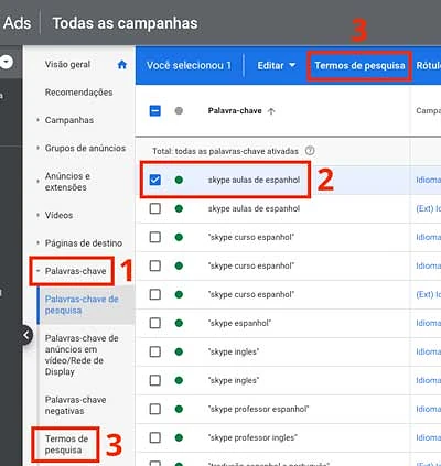 Google ads: como acessar o relatório de termos de pesquisa no nível de palavra-chave
