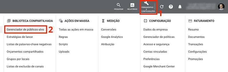 Gerenciador de públicos-alvo do Google Ads