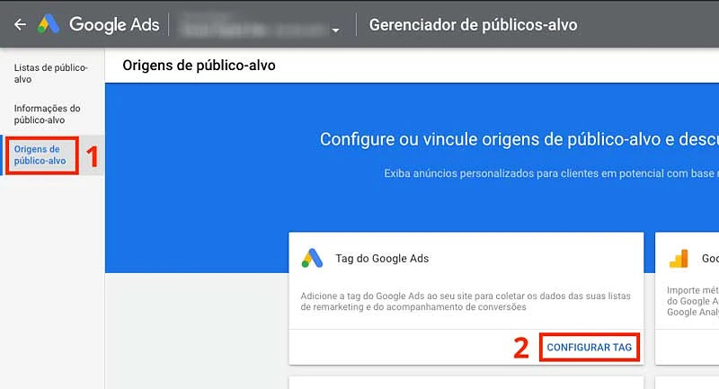 Origens de público-alvo no Google Ads