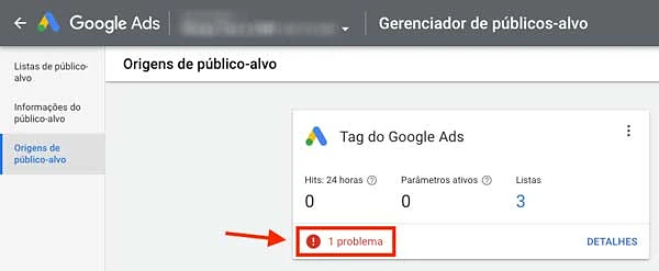 Origens de público-alvo, tag do Google Ads