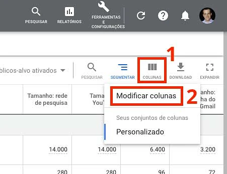 Google ads: como modificar colunas no Gerenciador de públicos-alvo