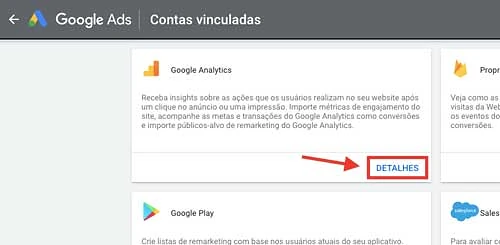 Google ads: contas vinculadas, Google Analytics