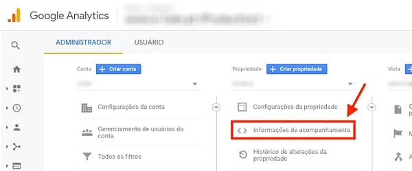 Google Analytics, informações de acompanhamento