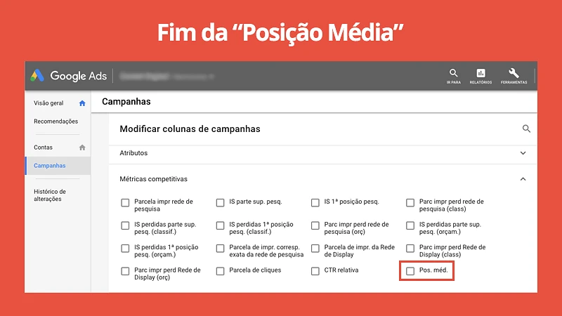 Google Ads acabará com a métrica Posição Média