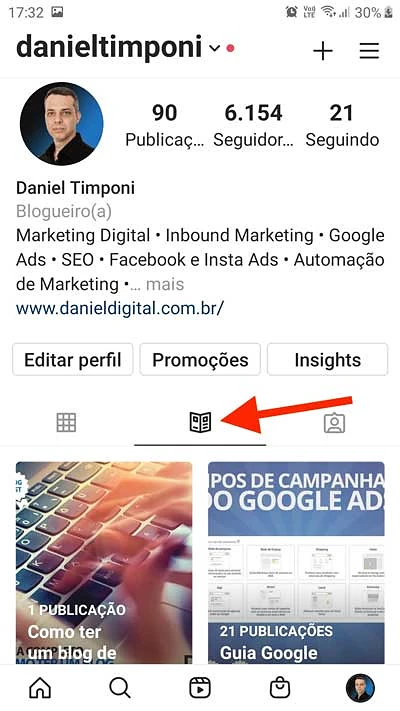 Ícone Guias no Instagram