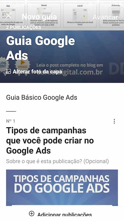 Escrever títulos dos posts selecionados no Guia do Instagram