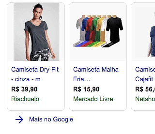 Botão Mais no Google do Google Shopping