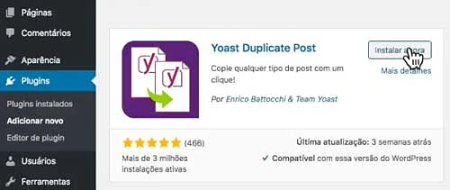Instalar plugin no painel