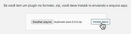 Instalar arquivo zip do plugin agora