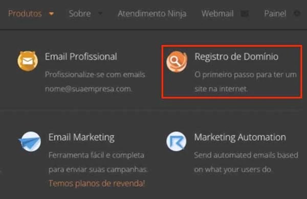 Empresa de hospedagem oferecendo serviço de registro de domínios