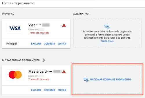 Adicionar forma de pagamento