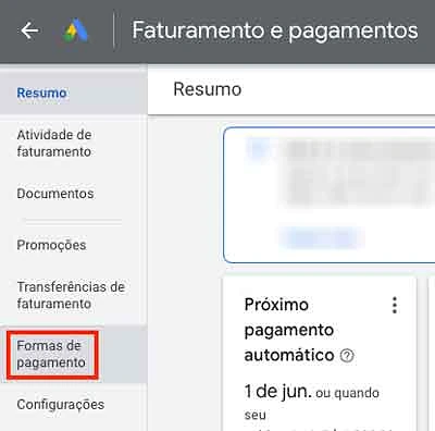 Formas de pagamento