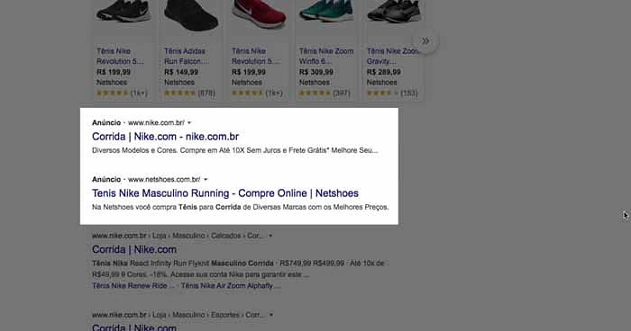 Anúncio de campanha da rede de pesquisa do Google Ads