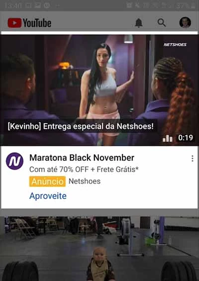Anúncio de campanha Discovery no YouTube