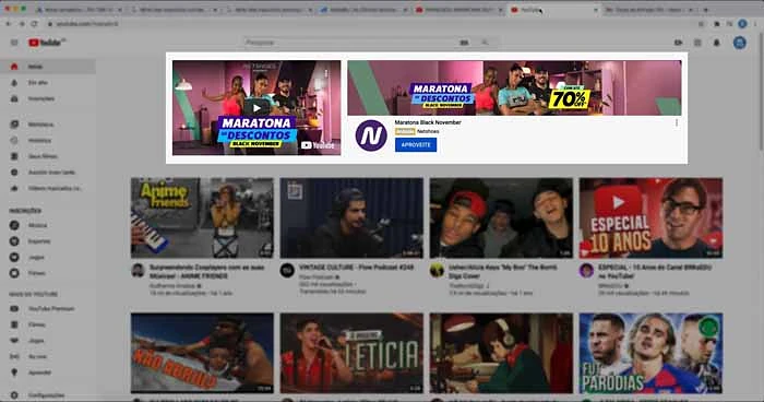 Anúncio de campanha de vídeo do Google Ads na Home do YouTube