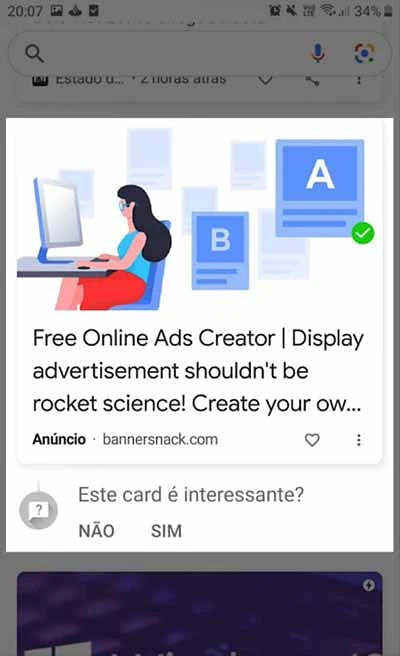Anúncio de campanha Discovery no Discover do aplicativo da Google