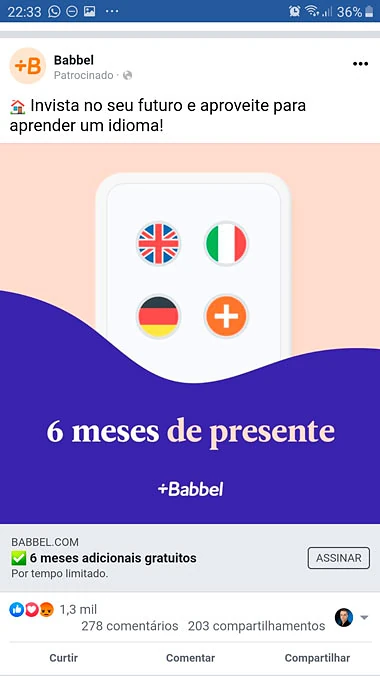 Anúncios no feed do Facebook