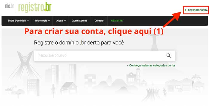 Criar conta no Registro.br